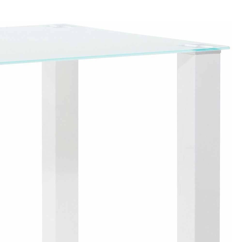 Weißer Hochglanz Tisch mit Glasplatte - Richard