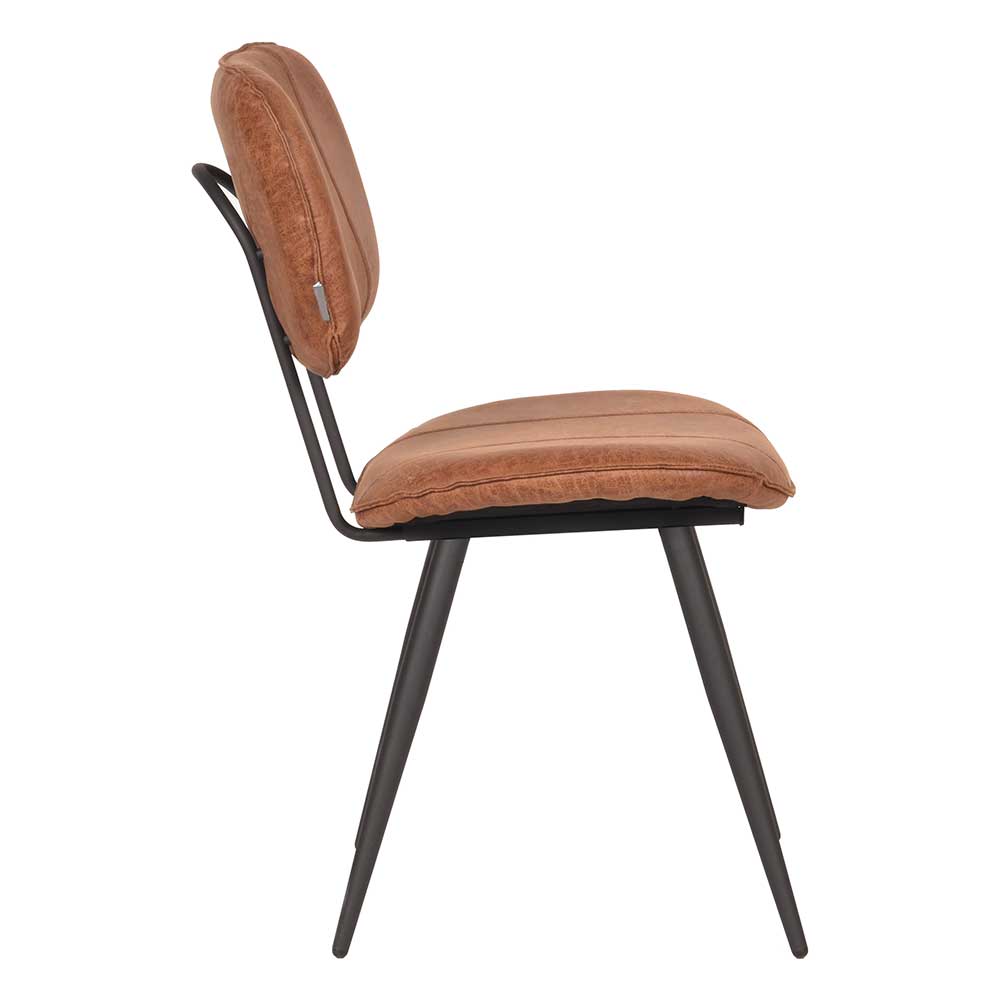 Moderner Kunstlederstuhl in Cognac Braun - Relaxes (2er Set)