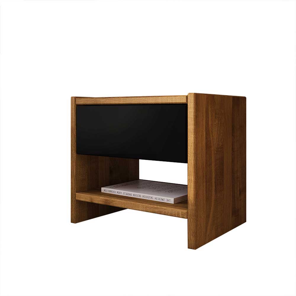 Design Wildeiche Bett & Nachttische - Olbysca (dreiteilig)