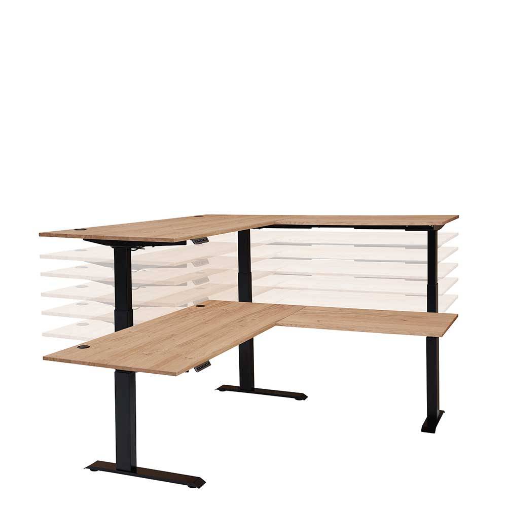 Elektrisch höhenverstellbarer Winkelschreibtisch modern - Emly