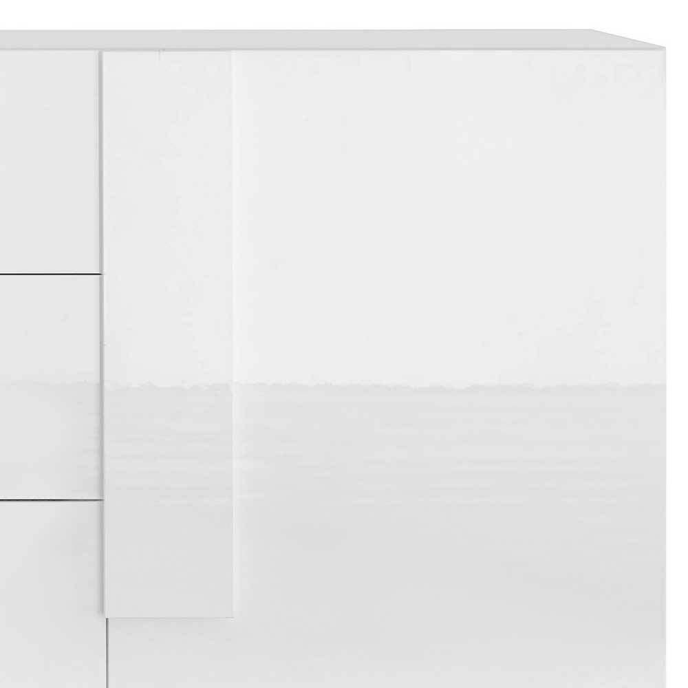 Weißes Hochglanz Sideboard mit Tür - Kerym