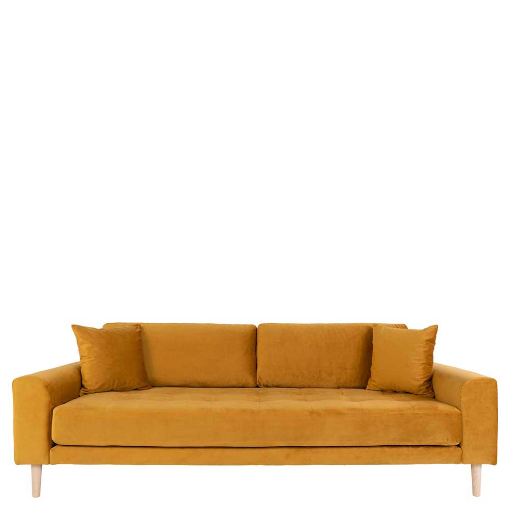 Skandi Dreisitzer Sofa in Gelb & Natur - Agata