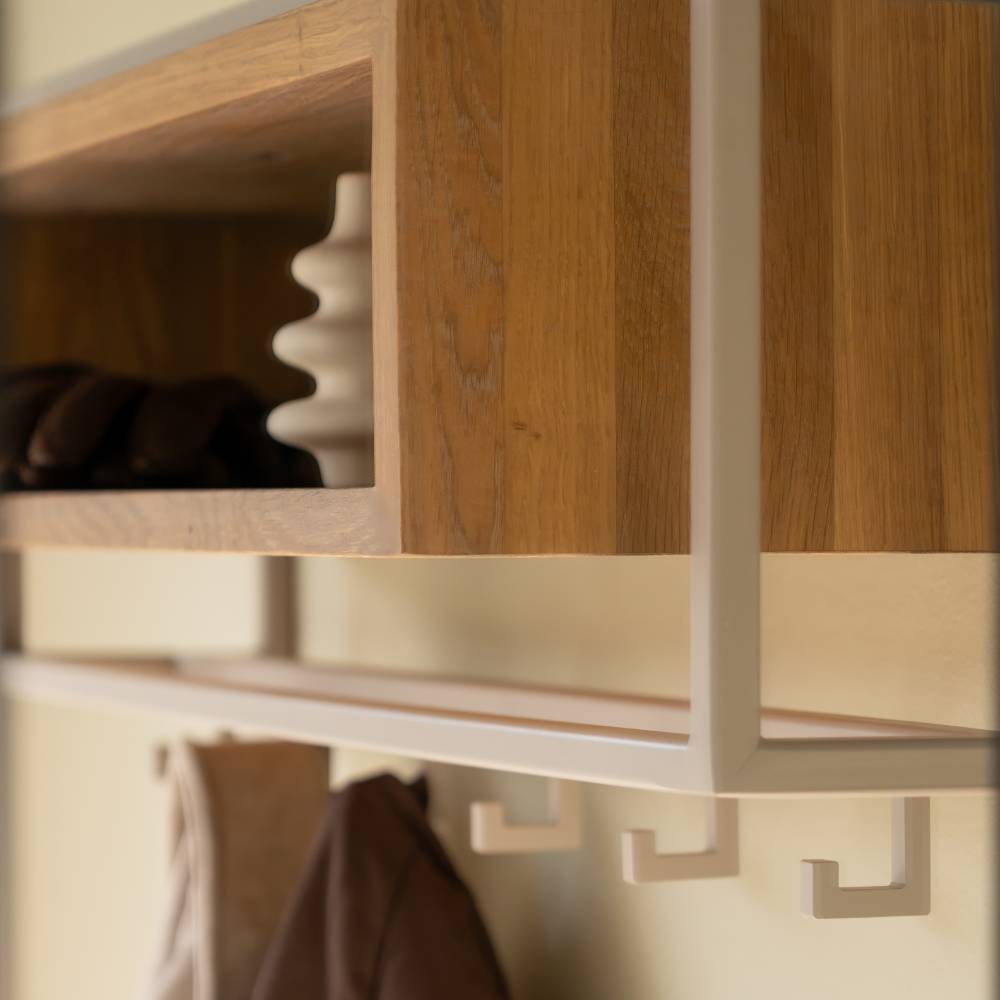 Materialmix Garderobe aus Stahl in Taupe - Philadela