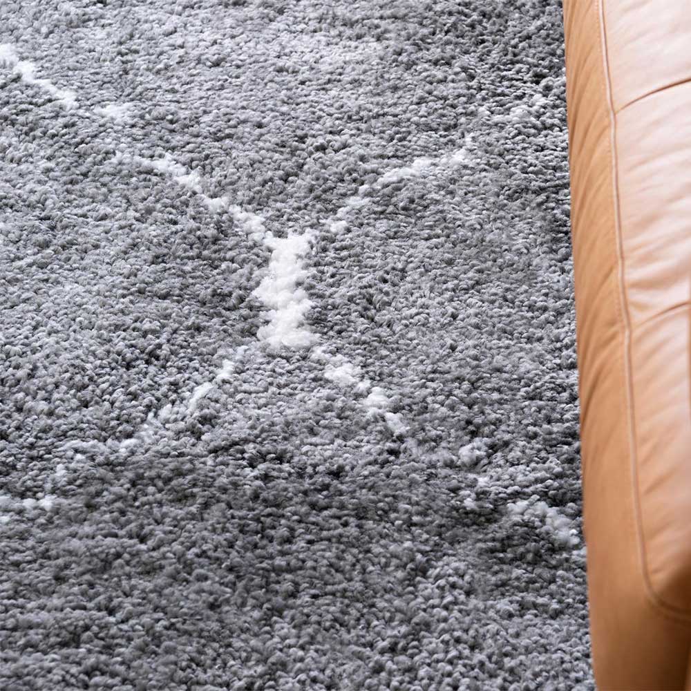 Hochflor Teppich in Grau und Creme - Ilena