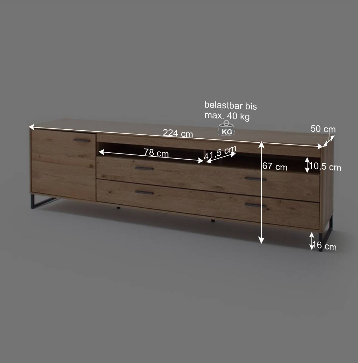 Großes Design TV Board & Wandregal - Assela (zweiteilig)