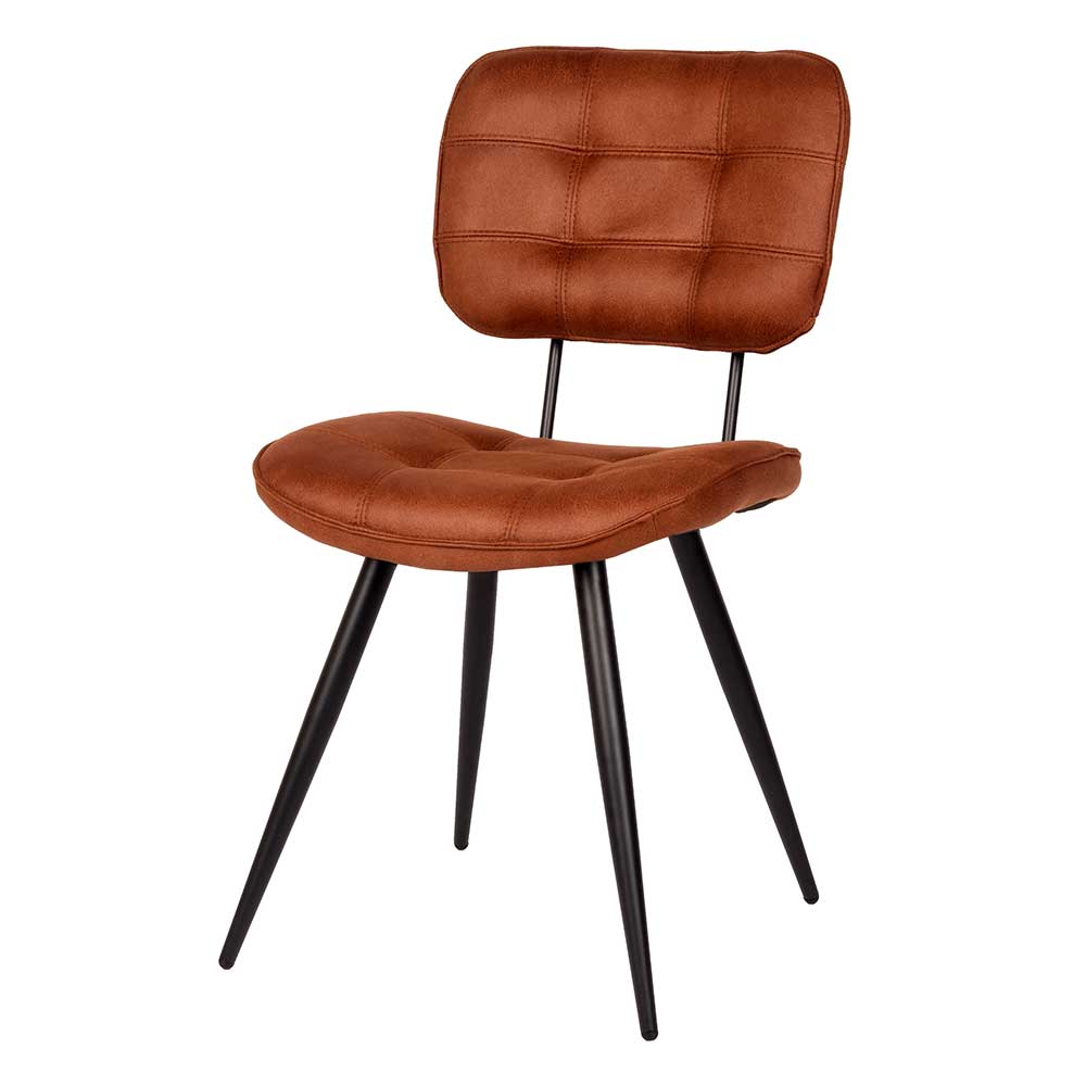 Polsterstuhl in Cognac Braun Microfaser - Lukassa (2er Set)