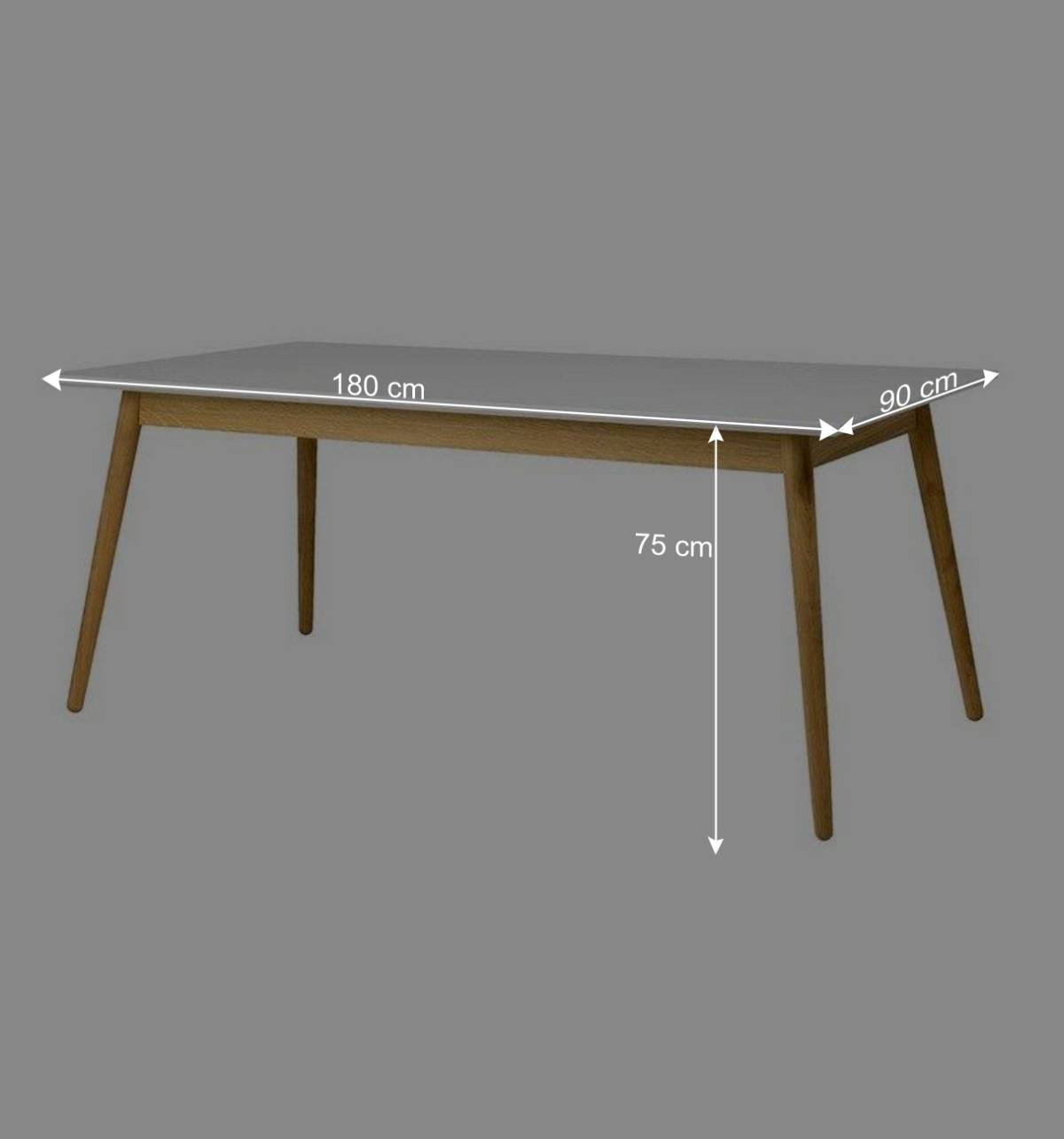Tisch mit weißer Platt MDF lackiert Vudian & Holzgestell Eiche geölt