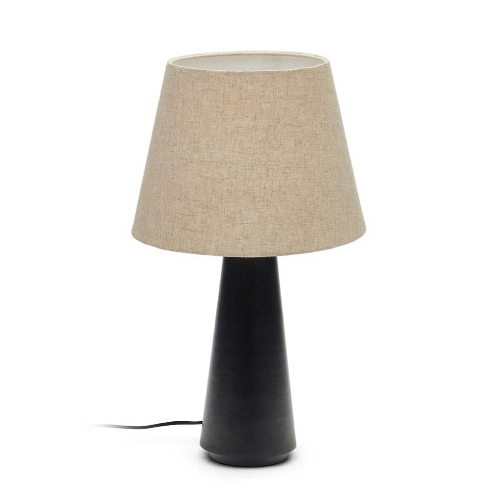Skandi Tischleuchte in Beige Stoff - Siorodo