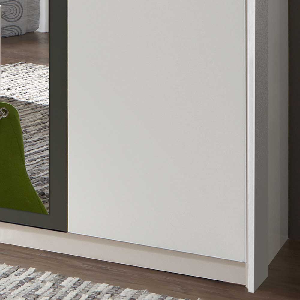 Schlafzimmerschrank in Weiß mit Dunkelgrau - Rosala