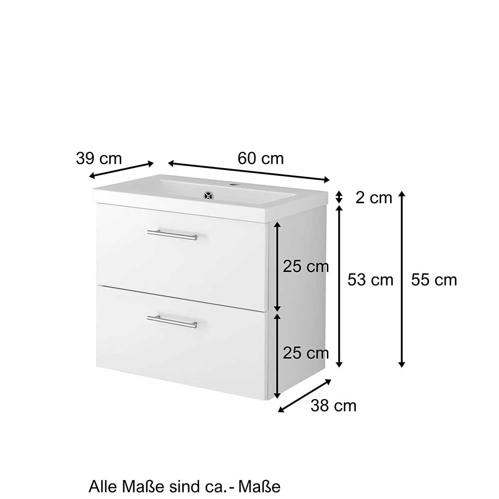 Waschtisch Maße und Abmessungen für das 60 cm breite Badmöbel – Vohdan