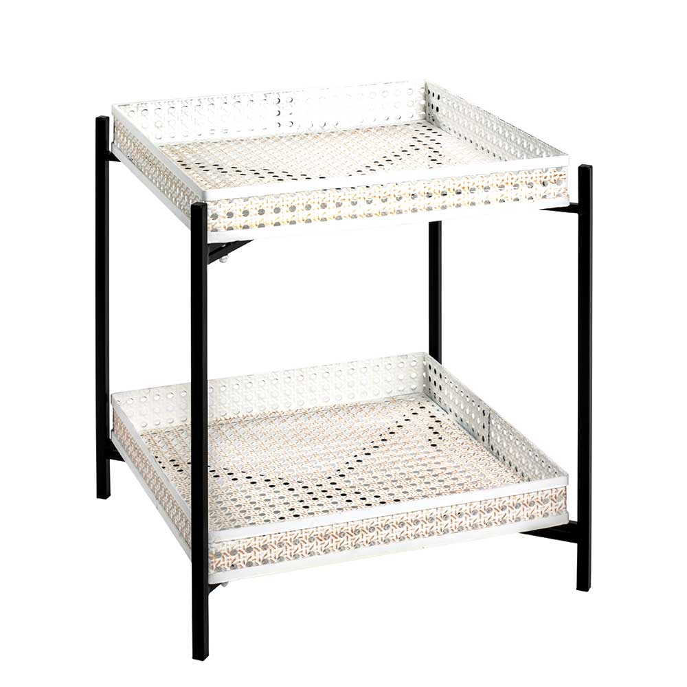 42x42 cm Metall Beistelltisch in Creme & Schwarz - Lubines