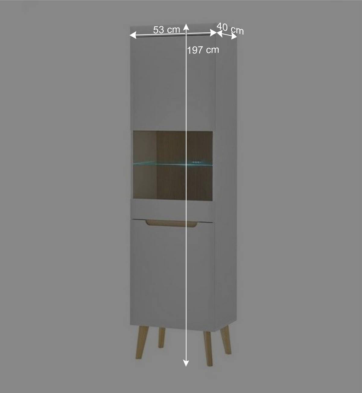 Vitrinenschrank in Weiß mit Eiche - Ginko