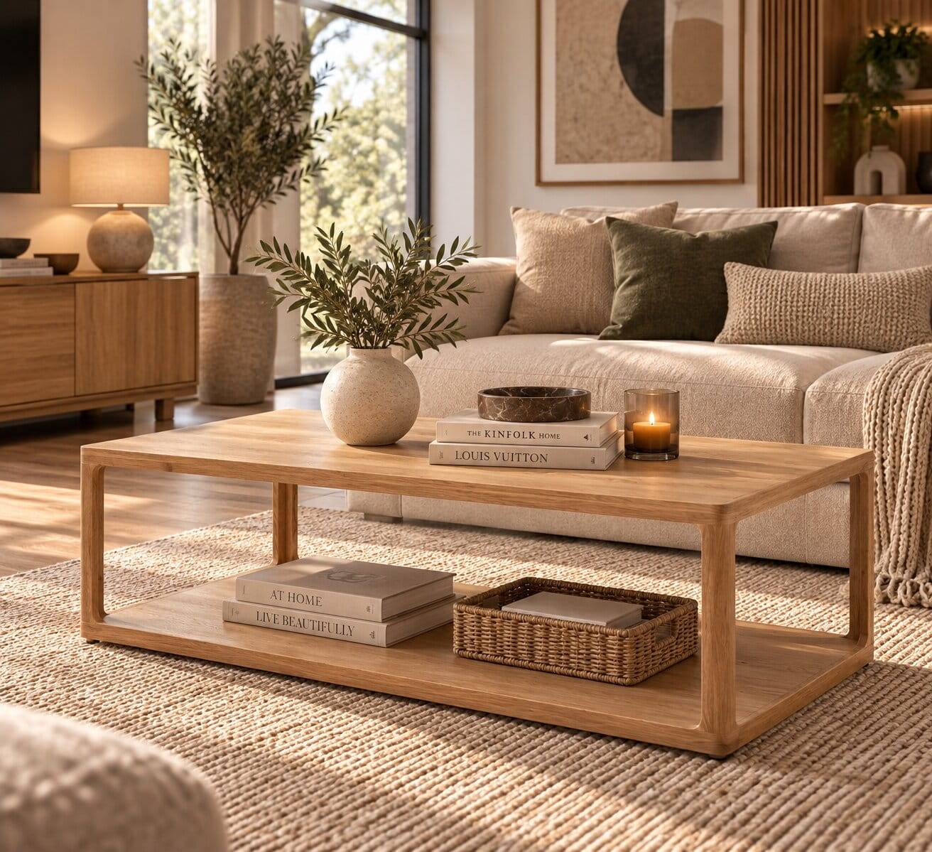 Design Couchtisch in Eiche teilmassiv - Mercana