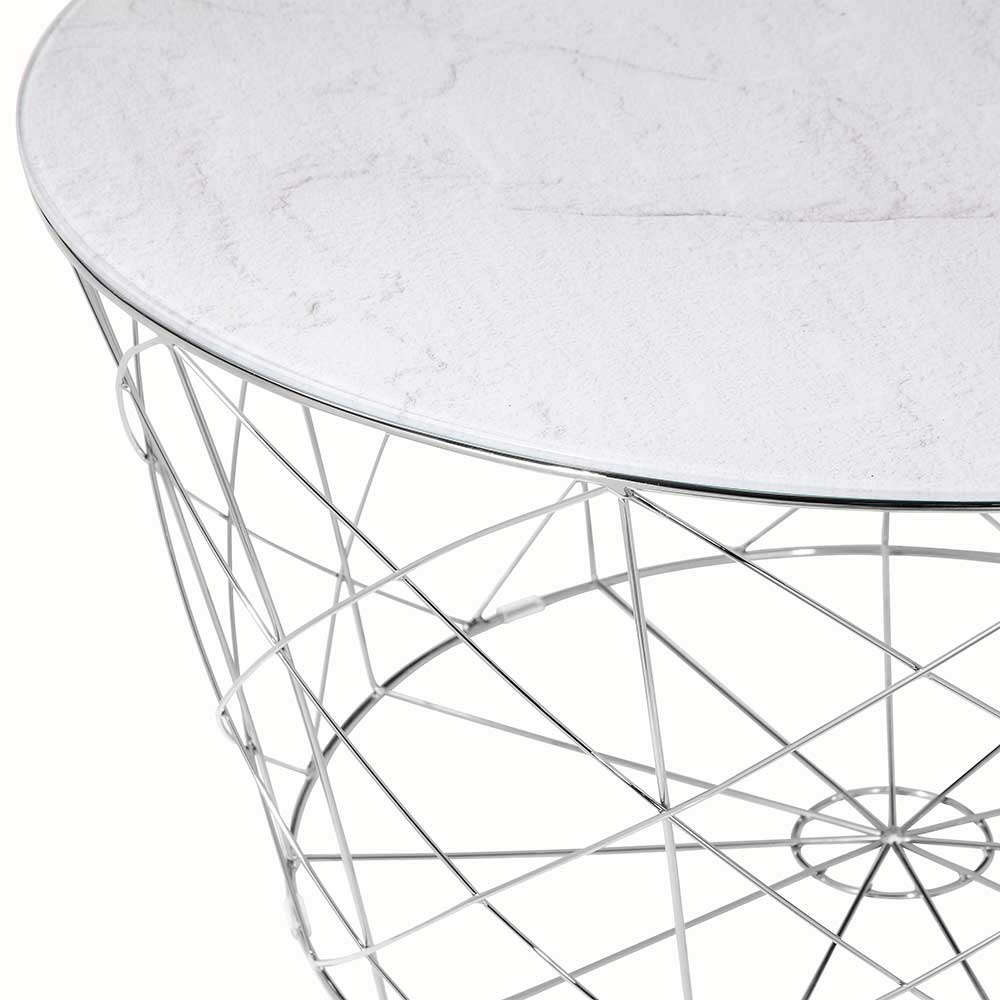 Runder Sofatisch aus Glas Marmoroptik - Enrician