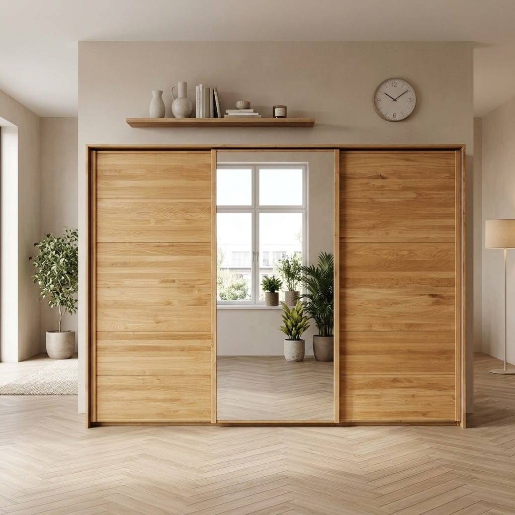 Kleiderschrank aus Wildeiche mit Weißglas - Divnoi