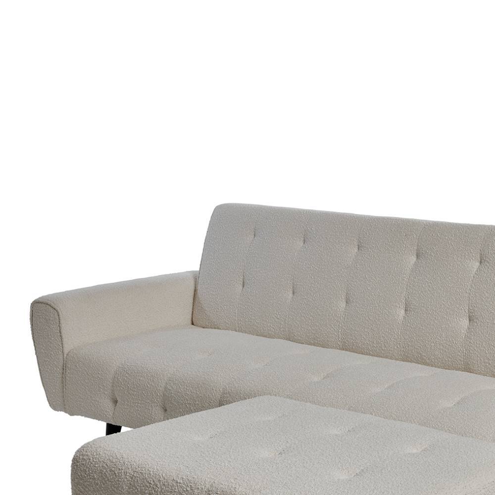 Couch und Hocker Set in Offwhite - Omegon (zweiteilig)