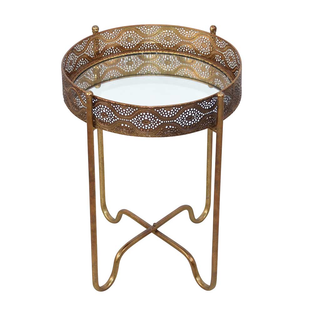 41x51x41 Orient Beistelltisch mit Spiegelglas - Delamaro