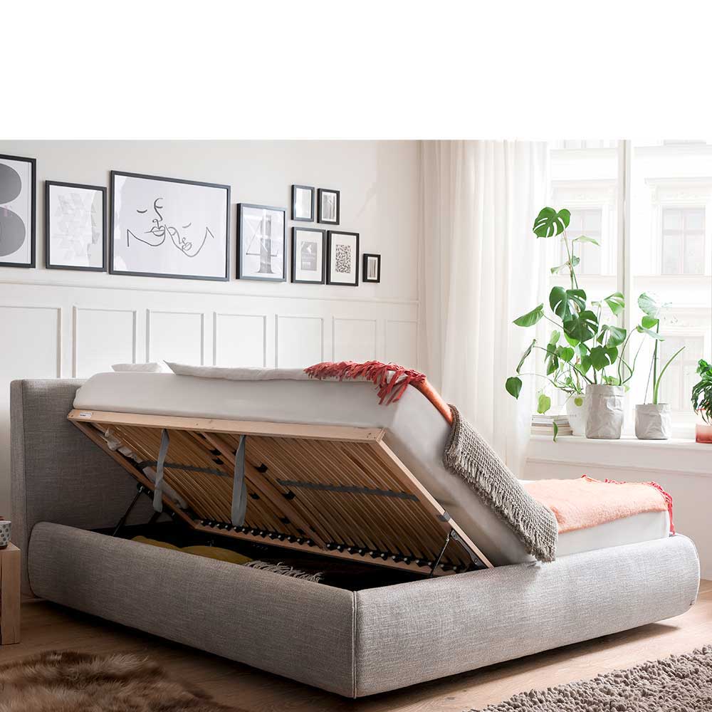 180x200 Bettkasten Doppelbett in Hellgrau - Tanky