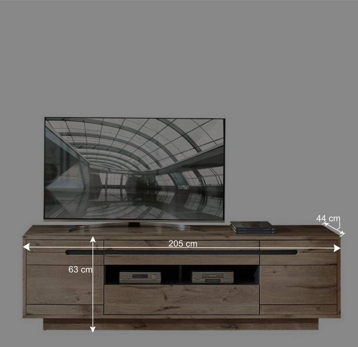 Holzoptik Wohnwand in Wildeiche - Zelio (dreiteilig)