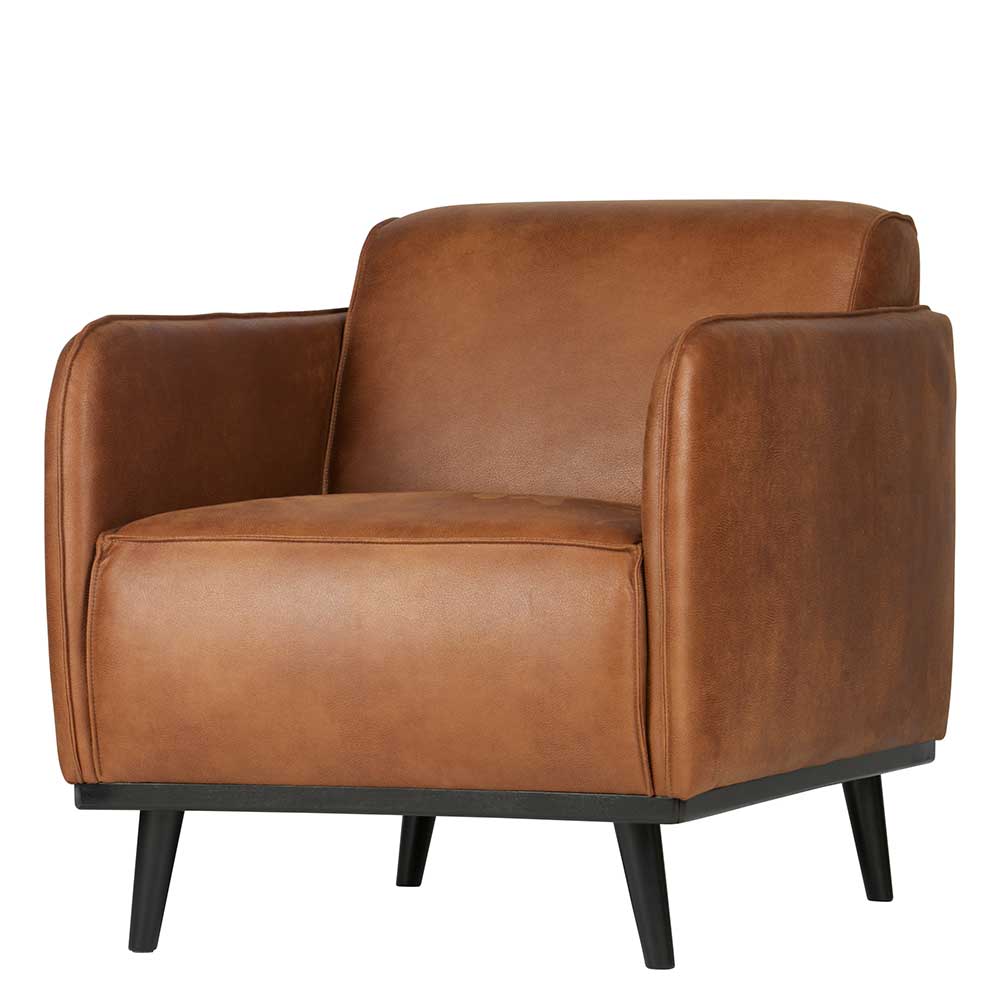 Federkern Komfortsessel mit Leder Cognac - Balance