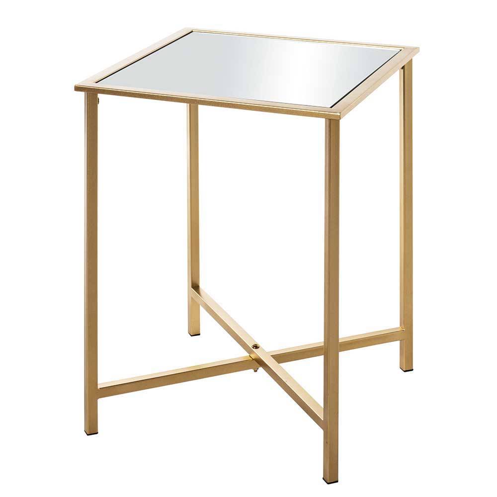 Spiegelglas Couchtisch mit Metallgestell - Remona