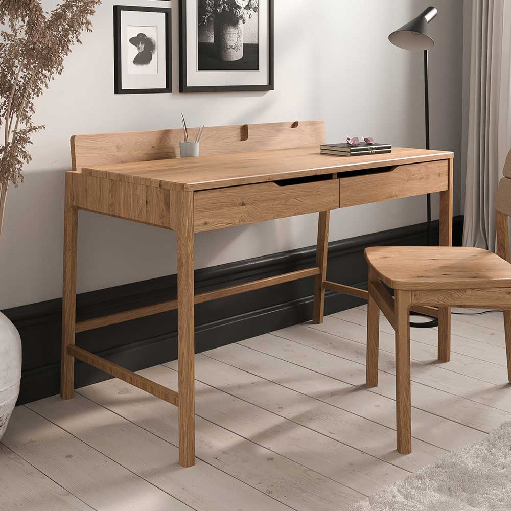 Design Schreibtisch aus Massivholz Wildeiche - Laida
