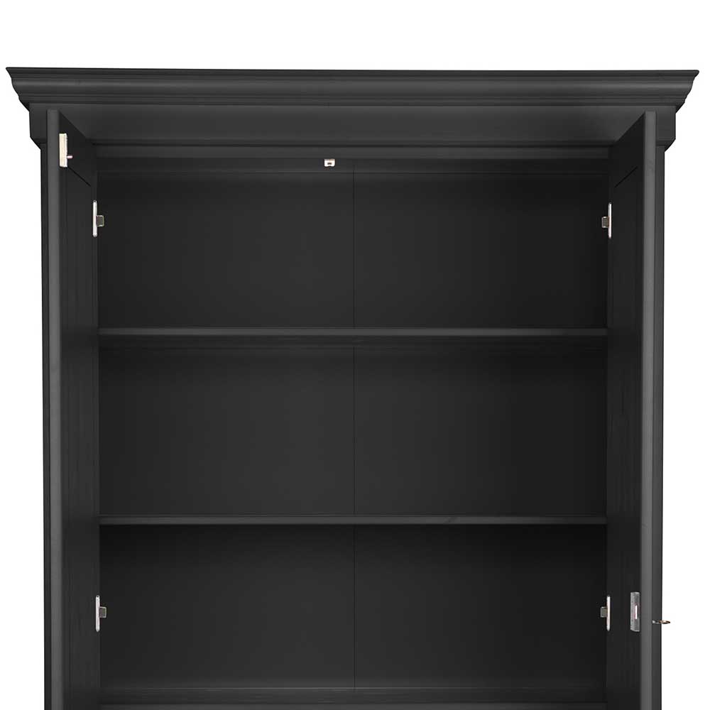 Kiefernholz Kleiderschrank in Schwarz - Zaotrado