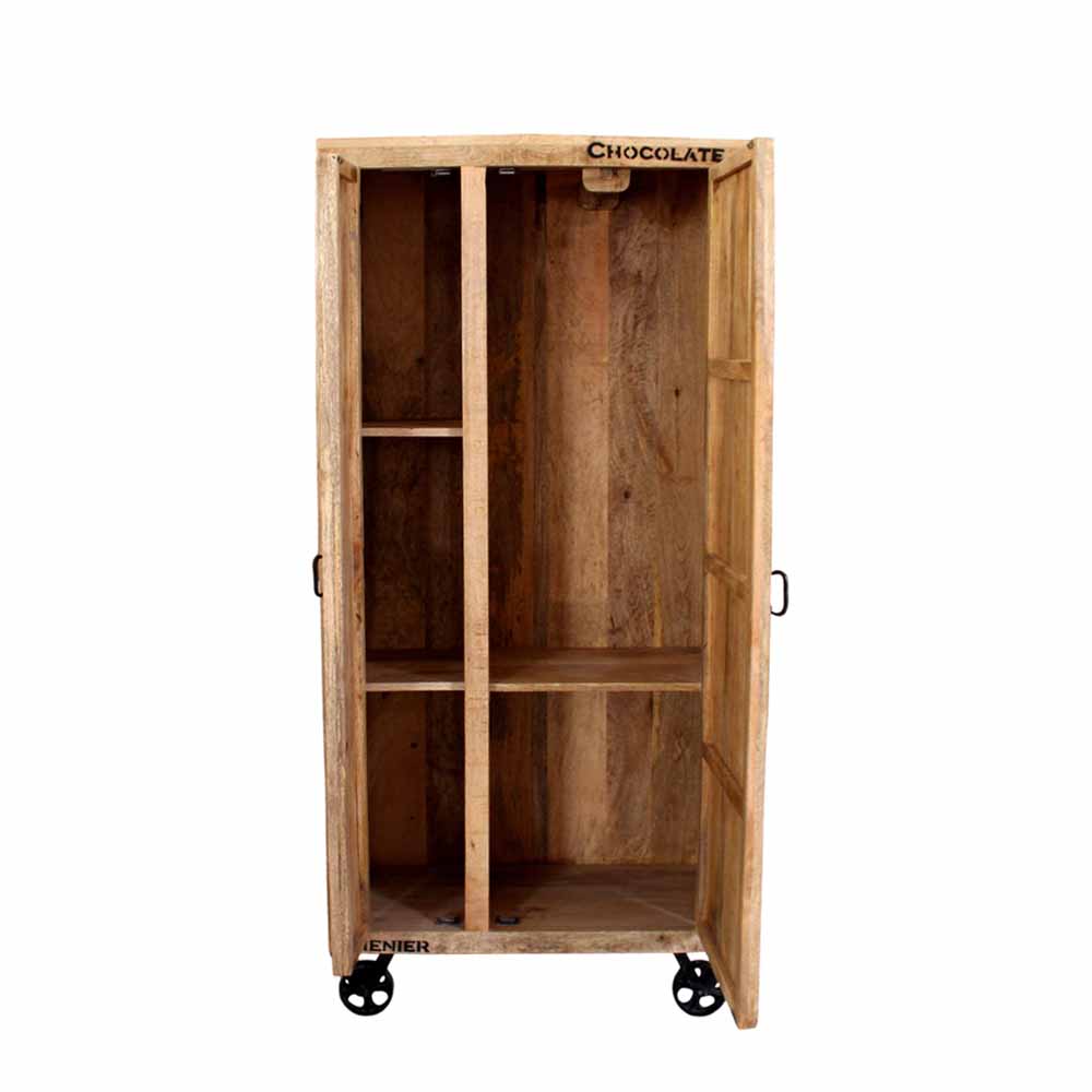 Industry Dielenschrank Indri aus Holz rustikal mit Schrift-Drucken