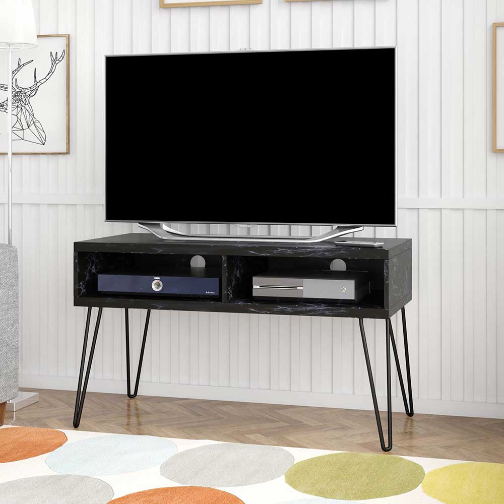TV-Board in Marmor Optik Schwarz Grau - Select