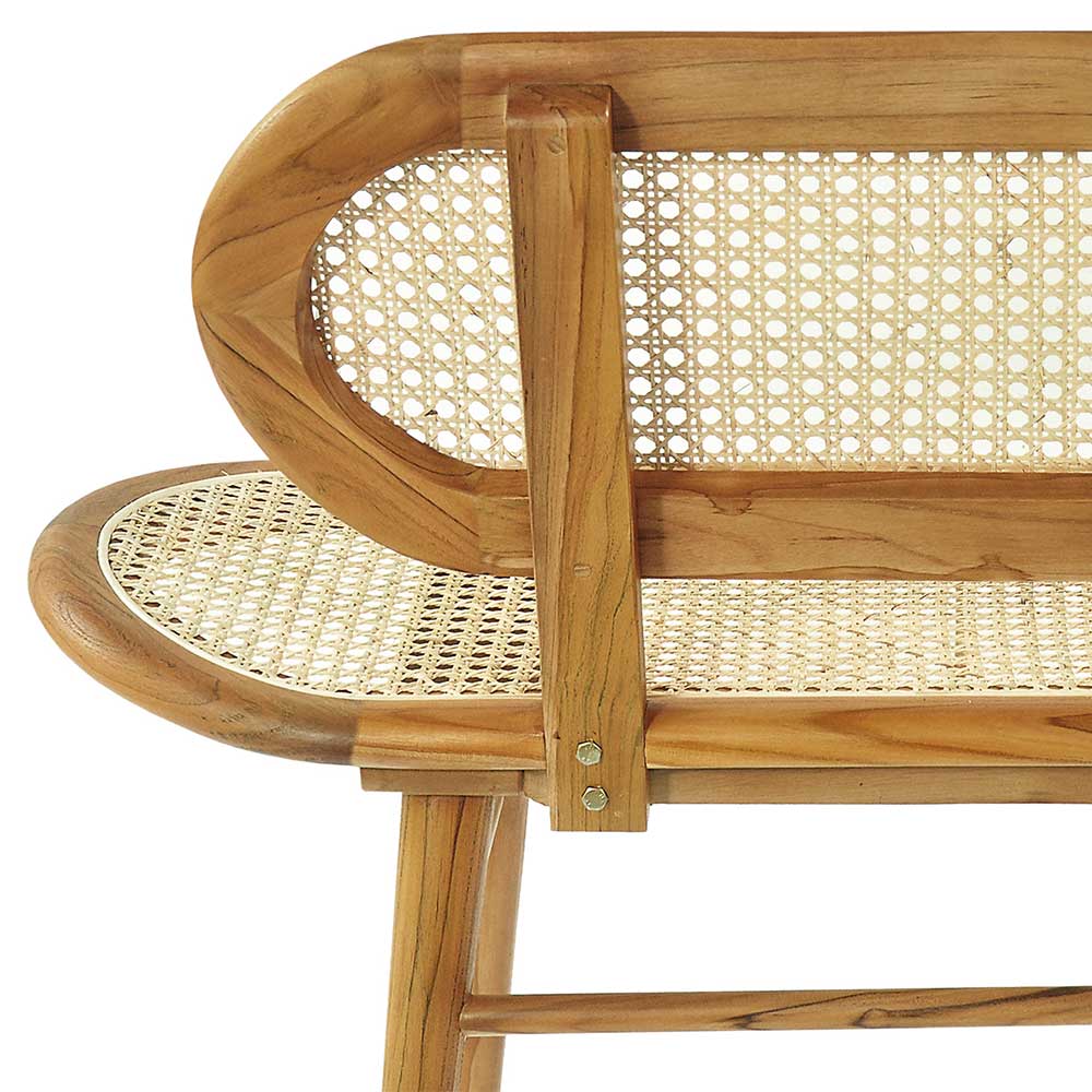 Teak Wohnraum Bank mit Wiener Geflecht - Feliana