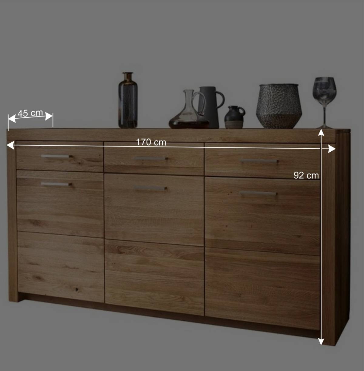 170x92x45 Wildeiche Sideboard aus geöltem Massivholz - Loitons