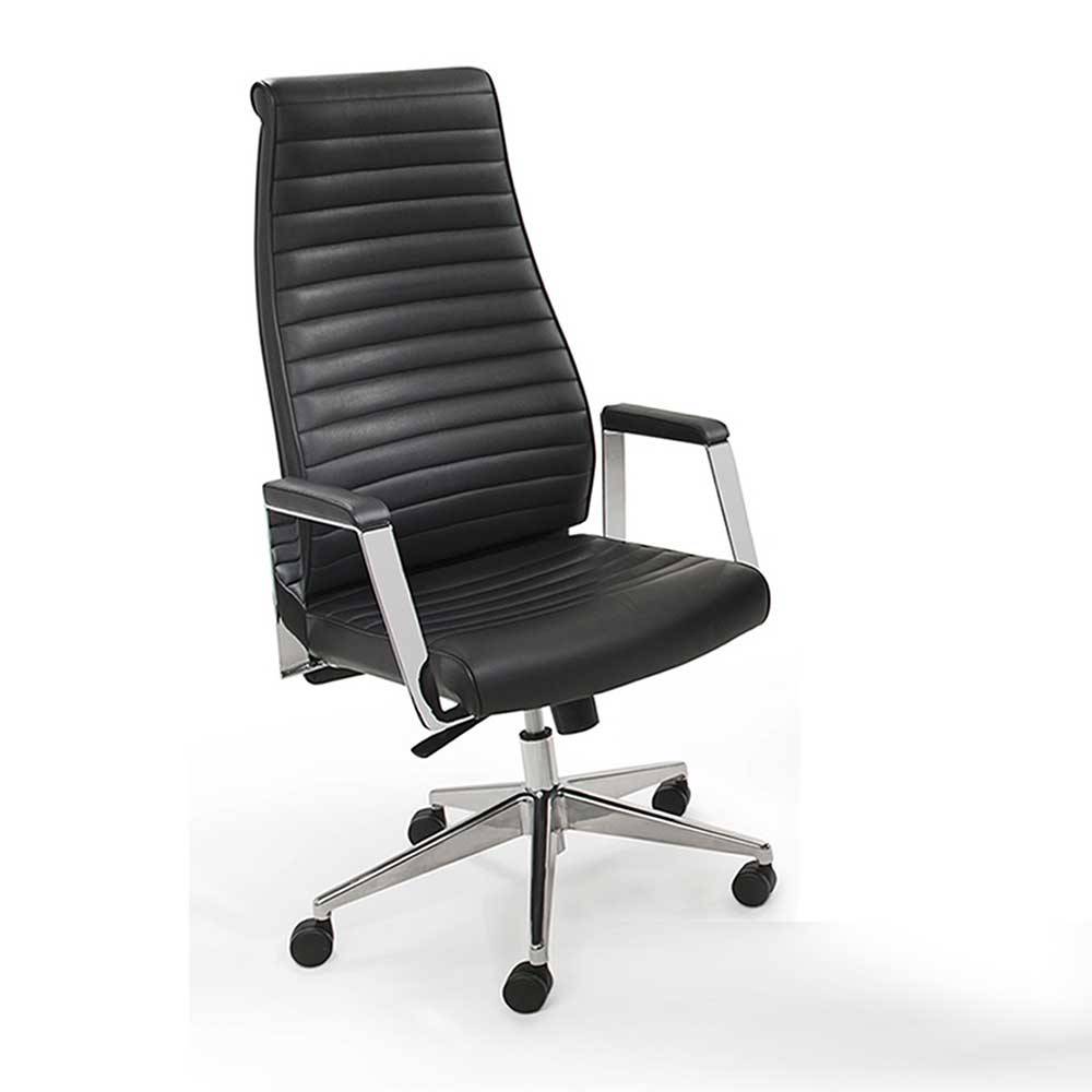 Luxus Bürostuhl aus Echtleder Schwarz - Dario