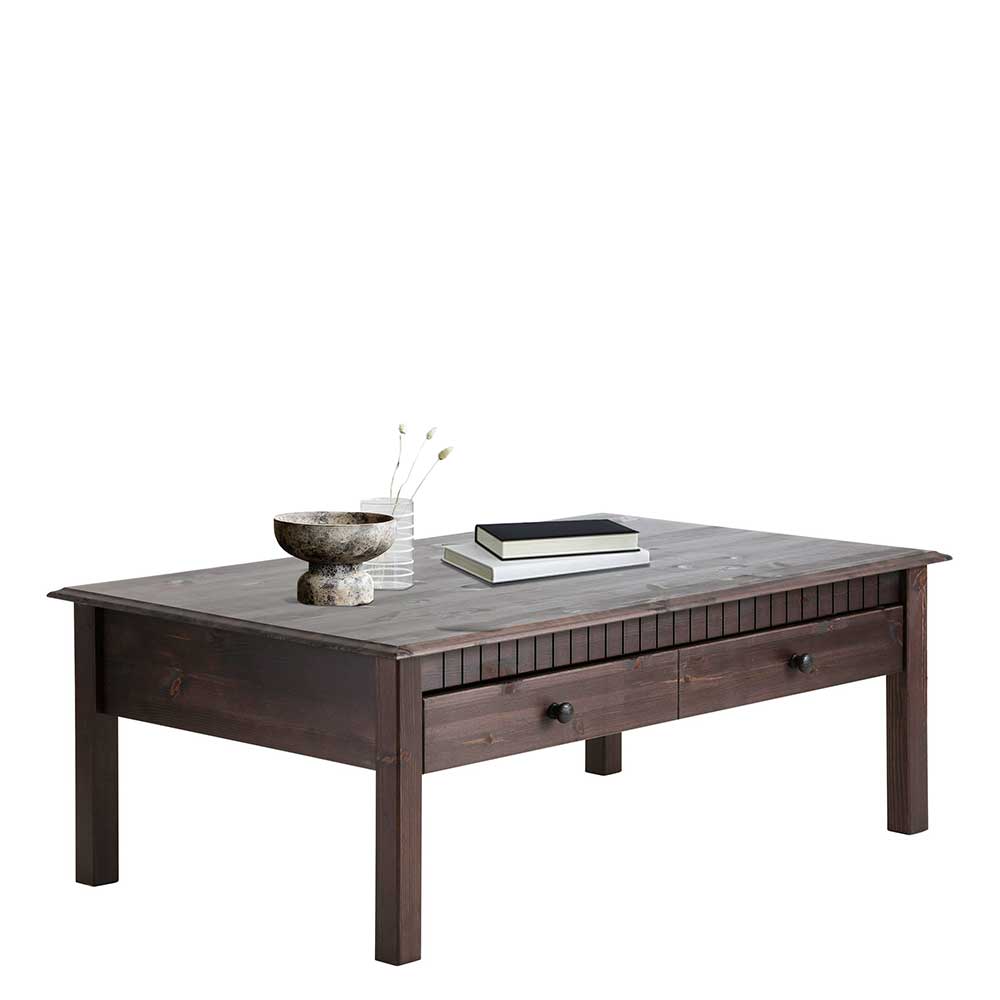 Dunkler Country Couchtisch in Wenge Braun - Berto