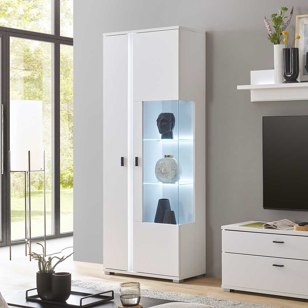 Weiße Vitrine mit LED Beleuchtung - Tirol