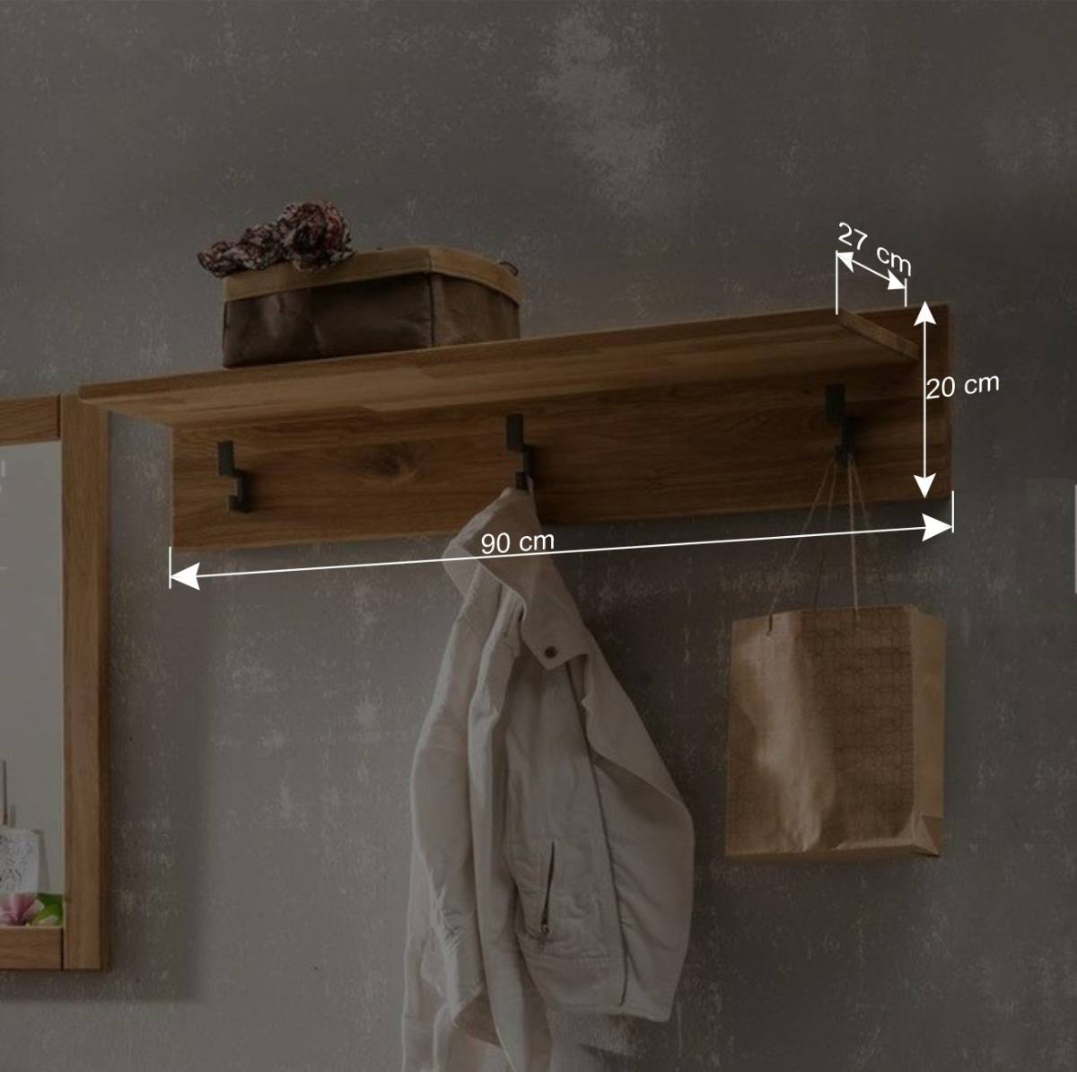Hochwertige Hängegarderobe aus Echtholz - Teano