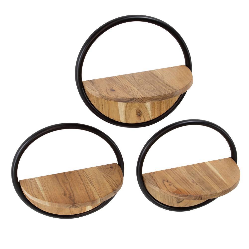 Industrial-Wandregal Trio - rundes Design - Bow (3er Set)