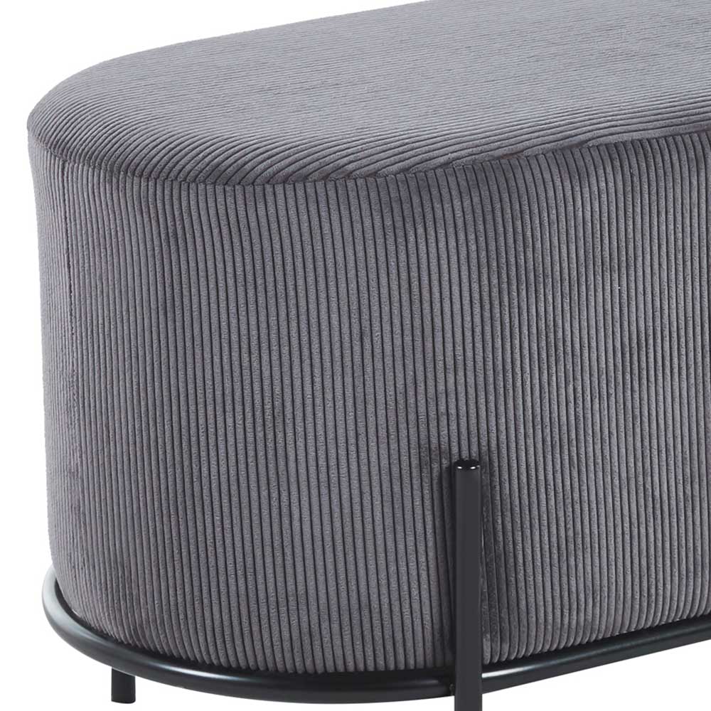 Ovale Polsterbank in Grau Cord - Carlisona