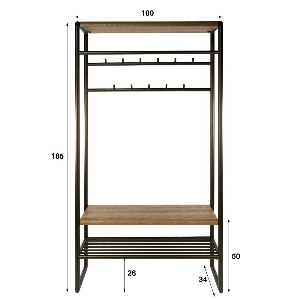 Industrial Standgarderobe mit Garderobenstange, Schuhablage und allen Maßen für den Flur – Oysta