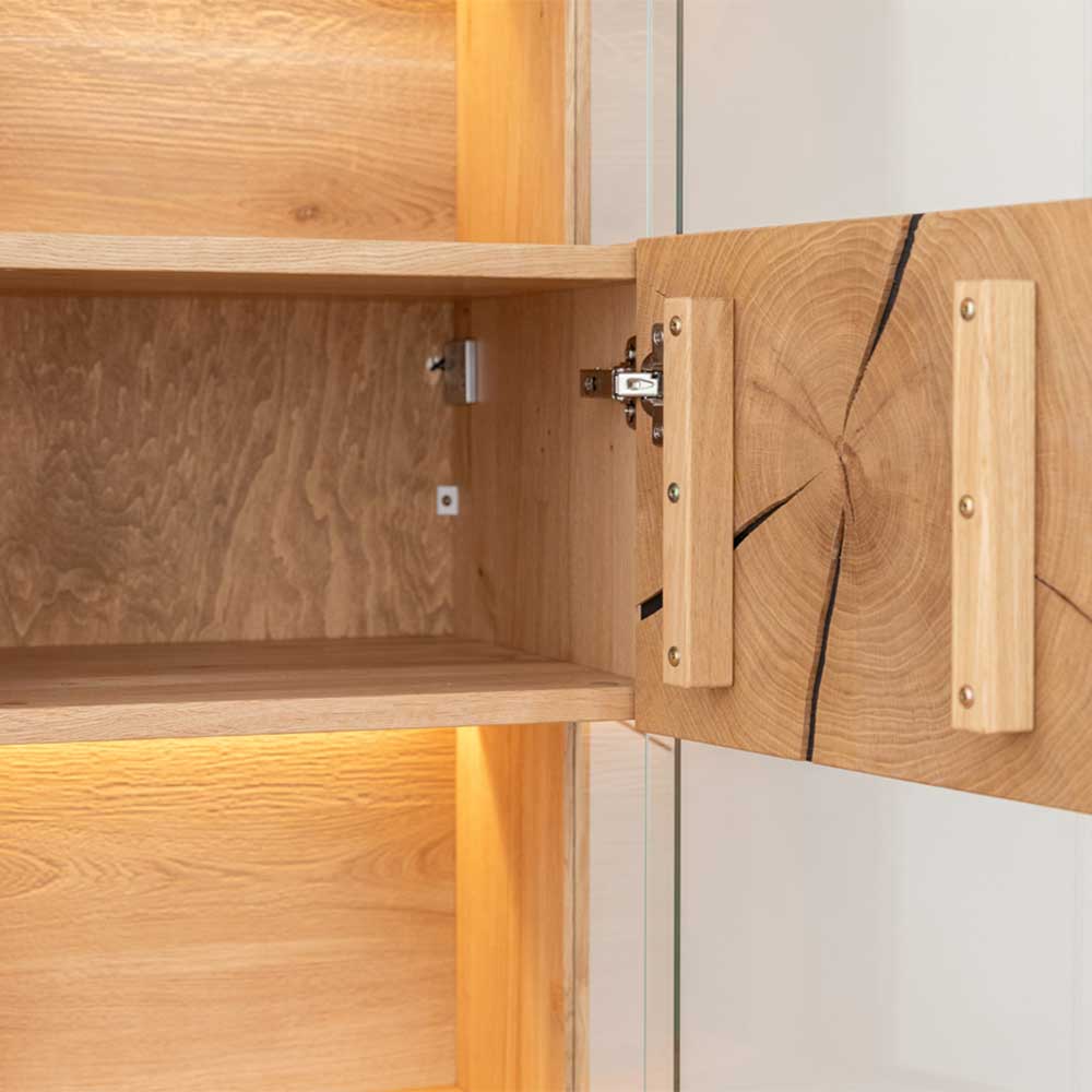 Eichenholz Hängevitrine mit Hirnholz Applikation - Deruta