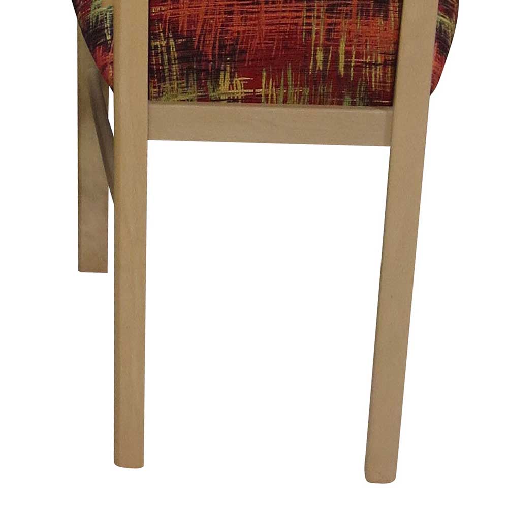 Polsterstuhl mit Stoff Rot gemustert Cora & Buchefarben (2er Set)