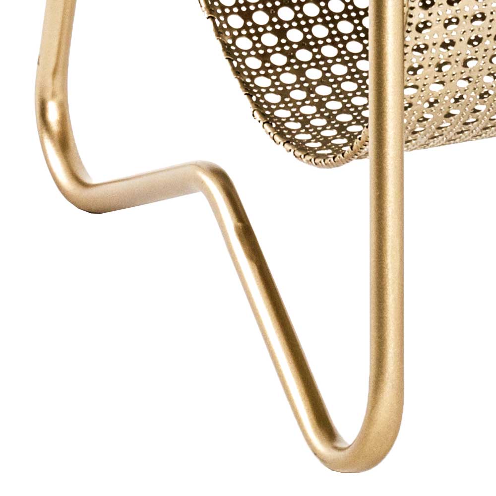 Beistelltisch mit Zeitungsablage aus Stahl in Gold - Furciano