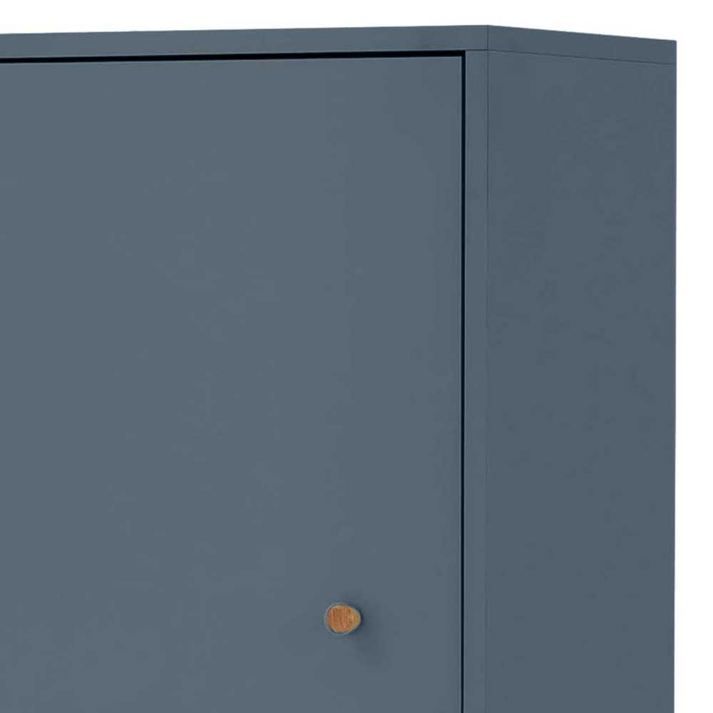 Badezimmer Hochschrank in Petrol Blau & Eiche - Matrera