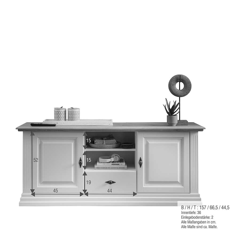 TV Lowboard im Landhaus Style 157x67x45 cm - Henry