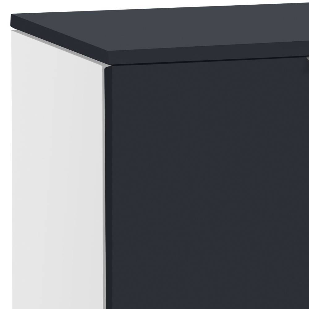 Obere Ecke der Kommode in Weiß und Anthrazit mit stabiler Deckplatte – Baja