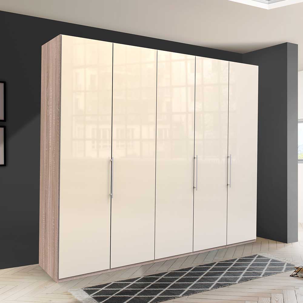 Breiter Falttüren-Schrank in Creme - Rativian