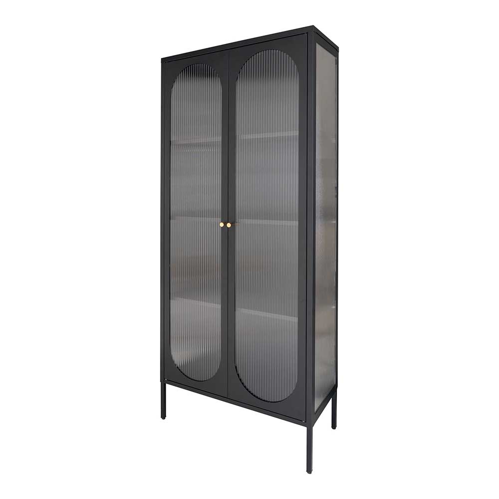 80x180x35 Stahl Vitrine in Schwarz - Cover