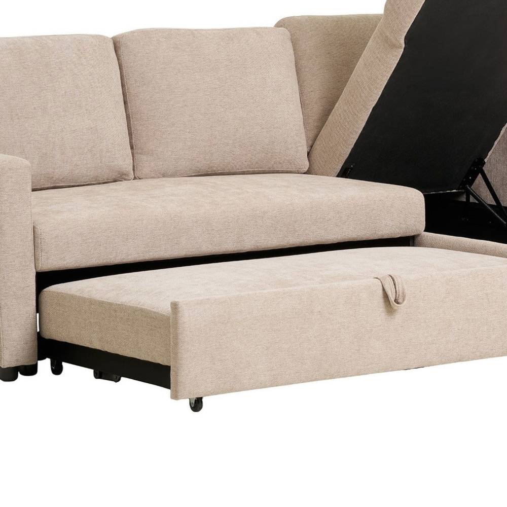 Sofaecke mit Bettfunktion in Beigegrau - Adhipa