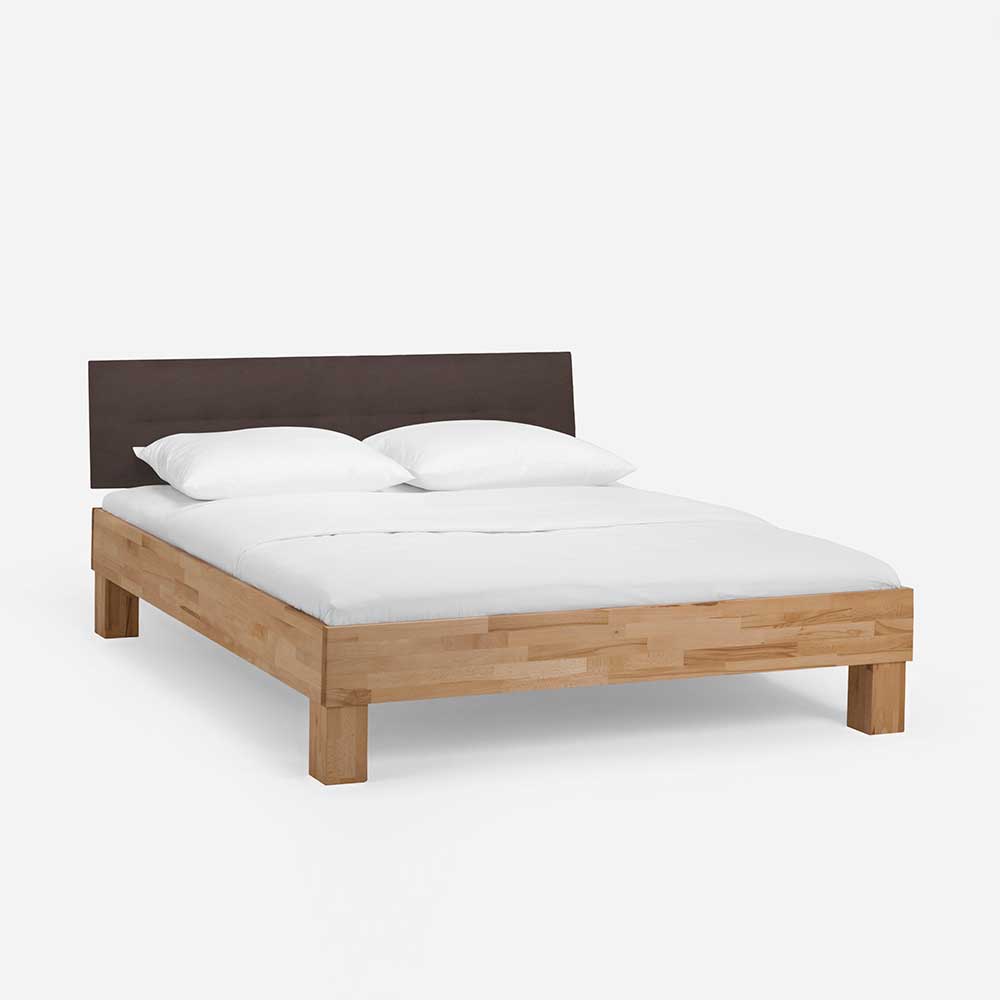 Holzbett Abraham mit Polsterkopfteil (dreiteilig)