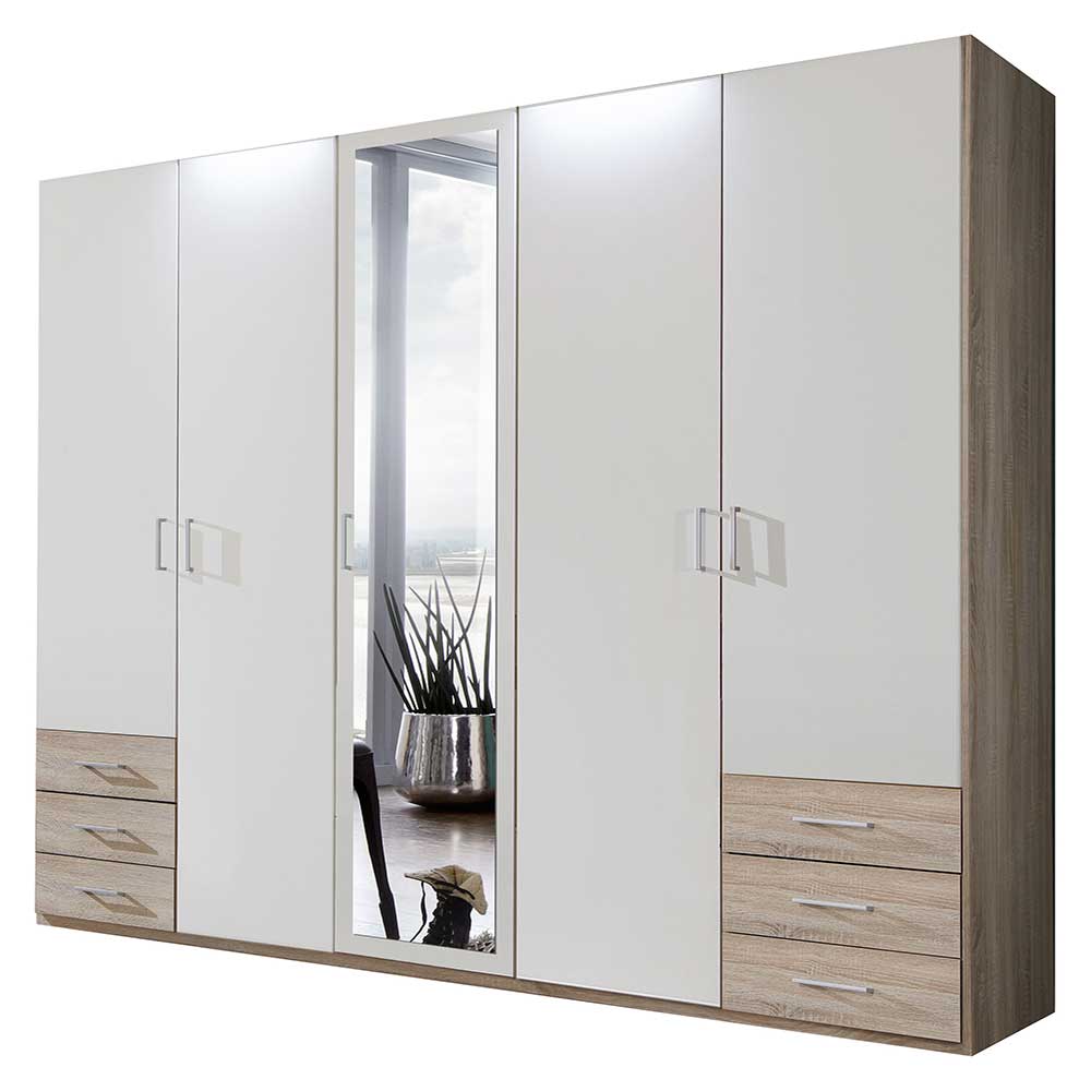 Kleiderschrank in Weiß & Eiche Sägerau NB - Francess