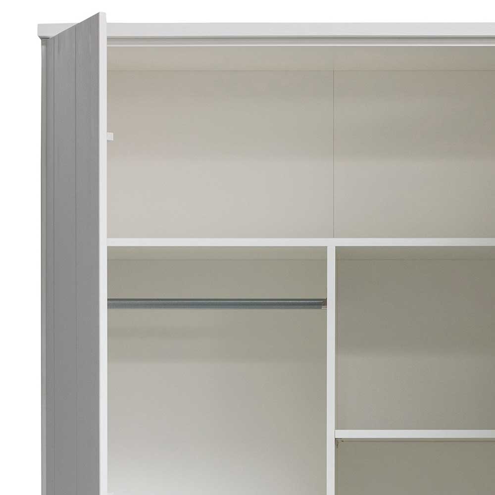Rustikal-moderner Kleiderschrank in Weiß Kiefer - Zanyorita